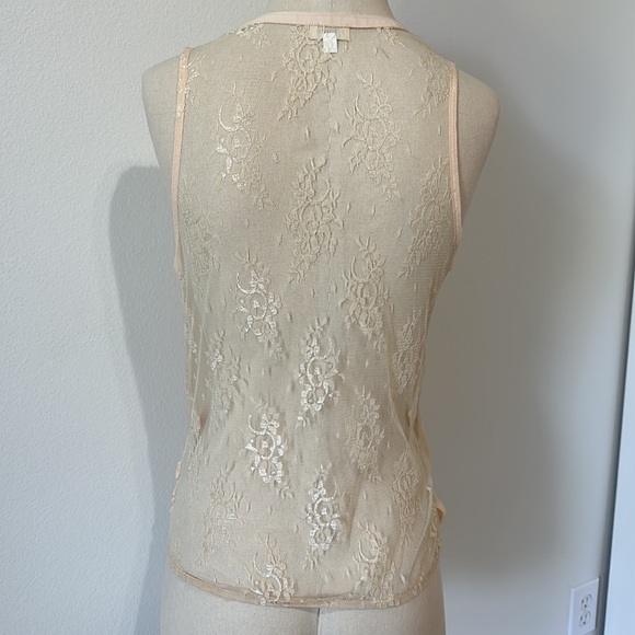 Tobi Sheer Blush Tank Top with Lace Back - S - Picture 2 of 12